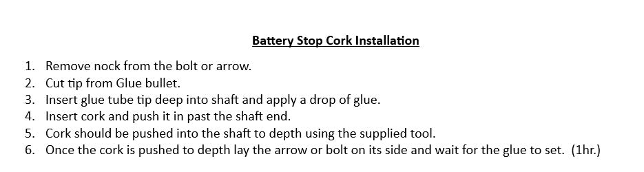 Cork Battery Stop Kit