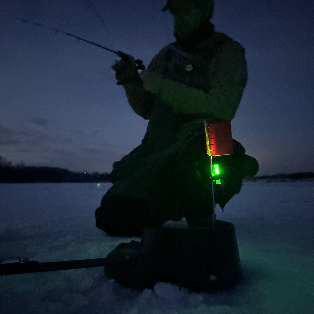 battery operated fishing pole tip light Lumenok Tip Up Light Green / 3-Pack